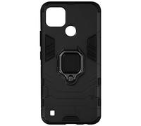 Avizar - Cover Realme C21y E C25y Ibrida Anti-urto Anello Supporto Metallico Nera