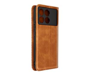 AVIZAR Crossweave Portafoglio CUSTODIA per Xiaomi Poco X6 Pro, Camel