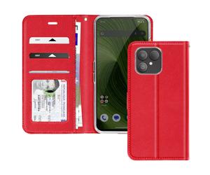 Avizar Custodia a Flip per Fairphone 6 con Portacarte Integrato Supporto Video, Rosso
