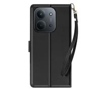 Avizar Custodia a portafoglio per Xiaomi Redmi 15C magnetica con cinturino da polso e supporto, Nero