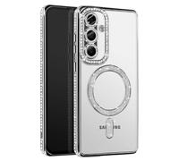 Avizar Custodia Diamante per Samsung Galaxy A56 MagSafe Bordo Strass, Argento