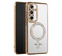 Avizar Custodia Diamante per Samsung Galaxy A56 MagSafe Bordo Strass, Oro