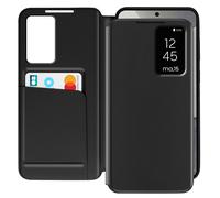 Avizar, Custodia finestra per Galaxy S25 e S24 con porta carte, Nero