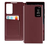 Avizar Custodia finestra per Samsung Galaxy S22 Ultra con porta carte, Bordeaux