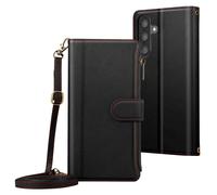 Avizar Custodia Folio per Samsung Galaxy A56 con Cerniera e Tracolla Rimovibile, Nero