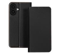 Avizar, Custodia in pelle per iPhone 17 con porta carte e supporto video, Nero