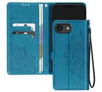 Avizar Custodia Mandala Fiori per iPhone 16e con portafoglio e cinturino, Blu