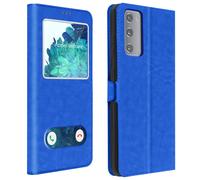 Custodia Samsung Galaxy S20 FE Doppia Finestra Cover Silicone blu