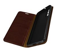 Custodia per Galaxy S21 FE in Vera Pelle con Portafoglio Marrone Scuro
