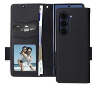 Avizar Custodia per Galaxy Z Fold6 portafoglio linguetta magnetica cinturino, Nero