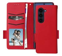 Avizar Custodia per Galaxy Z Fold6 portafoglio linguetta magnetica cinturino, Rosso