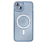 Avizar, Custodia per iPhone 15 Plus Compatibile con Bordo Strass, Blu