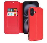 Avizar, Custodia per iPhone 16 Plus copertina portacarte supporto video, Rosso
