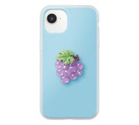 Avizar, Custodia per iPhone 16e Motivo Uva in Rilievo 3D e Bordo Rialzato, Blu