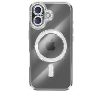 Avizar, Custodia per iPhone 17 Compatibile con Bordo con Strass, Argento