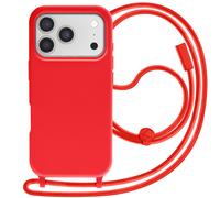 Avizar, Custodia per iPhone 17 Pro Max Soft Touch con cordino da collo, Rosso