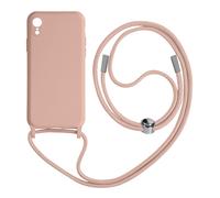 Avizar, Custodia per iPhone XR semi-rigida Soft-Touch con cordino da collo, Rosa