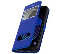 avizar - Custodia Per Samsung Galaxy J3 2017 Funzione Stand Con Doppia Finestra - Blu