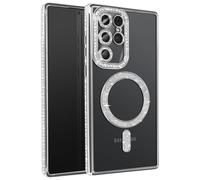 Avizar Custodia per Samsung Galaxy S25 Ultra con MagSafe e bordo con strass, Argento