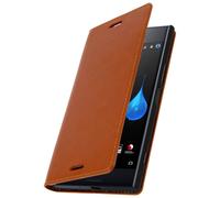 Avizar, Custodia per Xperia XZ Premium - Serie First Class in Pelle, Camel