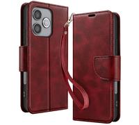 Avizar, Custodia Portafoglio per Honor 600 Lite Stile Retrò con Supporto, Rosso