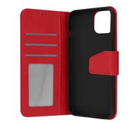 Avizar, Custodia Vera Pelle per iPhone 13 Portacarte e Supporto Video, Rosso
