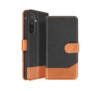 AVIZAR DENIMCRAFT CUSTODIA A LIBRO per Samsung Galaxy A57, Nero / Arancione