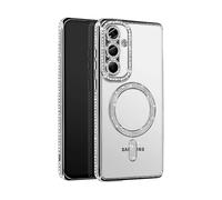 Avizar Custodia Diamante per Samsung Galaxy A56 MagSafe Bordo Strass, Argento