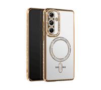 Avizar Custodia Diamante per Samsung Galaxy A56 MagSafe Bordo Strass, Oro