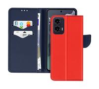 AVIZAR Fancy style CUSTODIA per Motorola Moto G35, Blu / Rosso