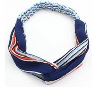 Avizar, Fascia Torcidata per Capelli in Tessuto Velo a Strisce Vintage Blu, Blu