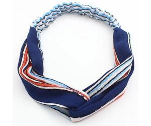 Avizar, Fascia Torcidata per Capelli in Tessuto Velo a Strisce Vintage Blu, Blu