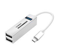 Avizar, Hub USB-C 5 in 1 3x porte USB lettore schede SD / micro-SD, Argento