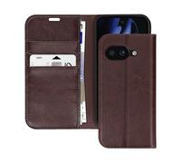 AVIZAR LEATHER WALLET CUSTODIA A LIBRO per Google Pixel 9a, Marrone scuro