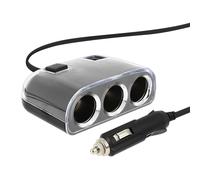 Avizar, Multipresa 3x Accendisigari + 1 USB per Auto, Nero