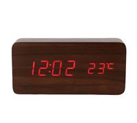 Avizar, Orologio LED luminoso con display data/ora/temperatura Design in legno