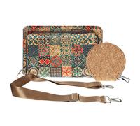Avizar, Pochette in sughero, collezione CorkMosaic, chiusura a zip, Multicolore