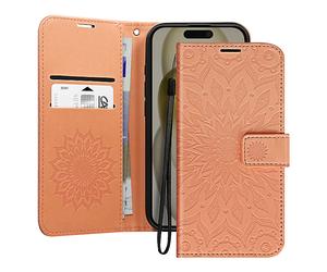 AVIZAR Protettiva MEZZO-PCH-16P Custodia a libro per Apple iPhone 16 Pro, Rosa cipria