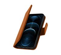 AVIZAR Protettiva PREM-BR-12PM CUSTODIA A LIBRO per Apple iPhone 12 Pro Max, Marrone