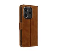 AVIZAR Protettiva YK07-BR-N144 Custodia a libro per Xiaomi Redmi Note 14 4G, Marrone