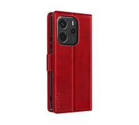 AVIZAR Protettiva YK07-RD-N144 Custodia a libro per Xiaomi Redmi Note 14 4G, Rosso
