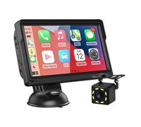 Avizar, Schermo 7" CarPlay Bluetooth Parabrezza con Retrocamera, Nero