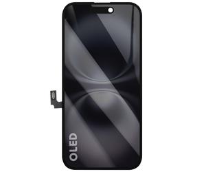 Avizar, Schermo Hard OLED per iPhone 16 con vetro touch preassemblato, Nero