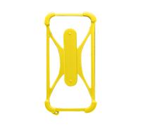 Cover Universale per Smartphone in Silicone Bumper con Cavalletto Gialla