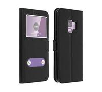 Custodia a libro Avizar con doppia finestra nera per Samsung Galaxy S9