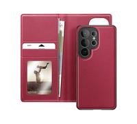 AVIZAR Twincase Portafoglio CUSTODIA A LIBRO per Samsung Galaxy S26 Ultra, Rosso
