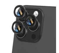 Avizar, Vetro temperato fotocamera per iPhone 16 Pro durezza 9H antigraffi, Nero