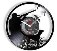 AVJERA Caccia Lungo Il Lago Orologio da Parete con Disco in Vinile Tema Animale Creativo all'Aria Aperta Orologio da Parete Illuminato Vintage da Uomo con Decorazioni artistiche per Cacciatori