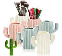 AVLA Confezione da 6 portamatite in plastica, con cactus, contenitore per matite da scrivania, porta pennelli cosmetici, organizer per penne da ufficio, per ragazze, donne, aula, casa, scuola