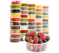 AVLASH® Confezione da 50 contenitori rotondi impilabili in plastica con coperchio, riutilizzabili, a prova di perdite, lavabili in lavastoviglie e adatti al microonde, senza BPA